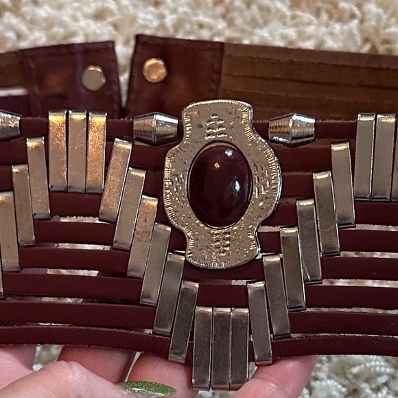 Free People Maria Southwest Leather Wide Waist Belt Size Small 32" EUC - Picture 2 of 8